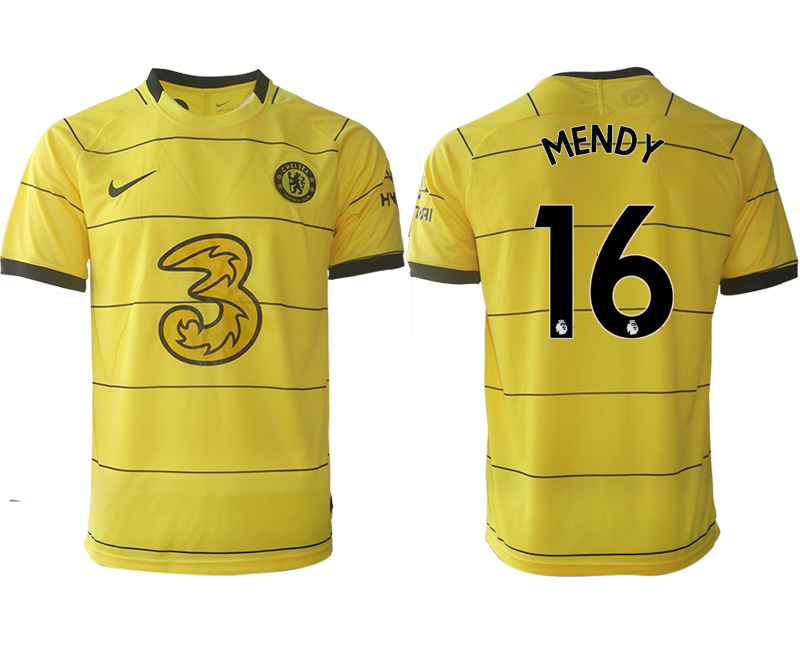 Men 2021-2022 Club Chelsea away aaa version yellow #16 Soccer Jersey->chelsea jersey->Soccer Club Jersey